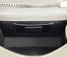 YSL Gray Croco Embossed Kate Chain Medium Shoulder Bag