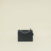 YSL Green Croco Embossed Sunset Medium Shoulder Bag