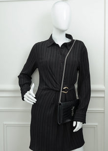 YSL Black Croco Embossed Monogram Kate Wallet On Chain