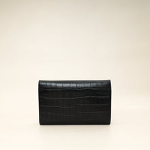 YSL Black Croco Embossed Monogram Kate Wallet On Chain