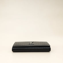 YSL Black Croco Embossed Monogram Kate Wallet On Chain