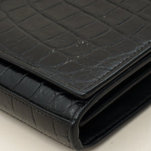 YSL Black Croco Embossed Monogram Kate Wallet On Chain