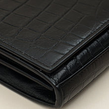 YSL Black Croco Embossed Monogram Kate Wallet On Chain
