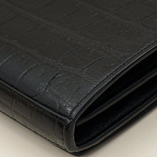 YSL Black Croco Embossed Monogram Kate Wallet On Chain