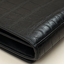 YSL Black Croco Embossed Monogram Kate Wallet On Chain