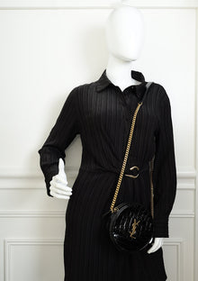 YSL Black Croco Embossed Round Vinyle Camera Bag