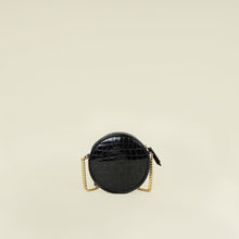 YSL Black Croco Embossed Round Vinyle Camera Bag
