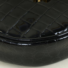 YSL Black Croco Embossed Round Vinyle Camera Bag