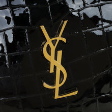 YSL Black Croco Embossed Round Vinyle Camera Bag
