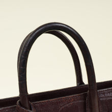 YSL Burgundy Croco Embossed Nano Sac De Jour Bag