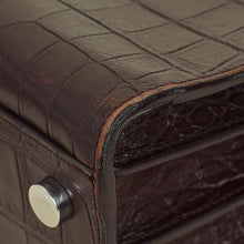 YSL Burgundy Croco Embossed Nano Sac De Jour Bag