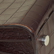 YSL Burgundy Croco Embossed Nano Sac De Jour Bag