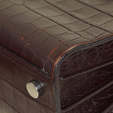 YSL Burgundy Croco Embossed Nano Sac De Jour Bag