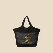 YSL Black Raffia Maxi  Icare Shopping Bag