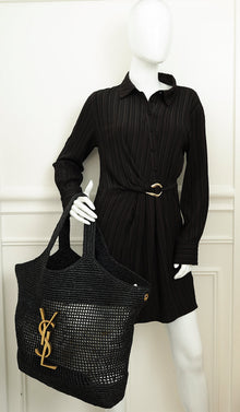 YSL Black Raffia Maxi  Icare Shopping Bag