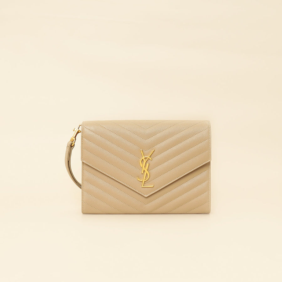 YSL Beige Monogram Cassandre Flap Pouch