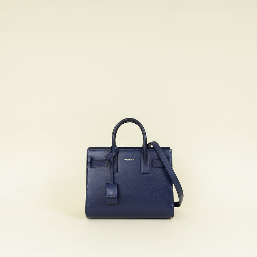 YSL Navy Blue Sac De Jour Nano Bag