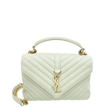 YSL Blanc Vintage College Chevron Medium Bag