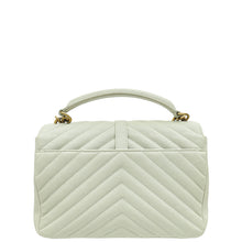 YSL Blanc Vintage College Chevron Medium Bag
