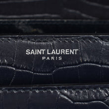 YSL Dark Blue Croco Embossed Sunset Chain Shoulder Bag