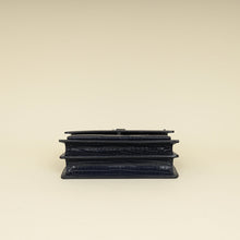 YSL Dark Blue Croco Embossed Sunset Chain Shoulder Bag
