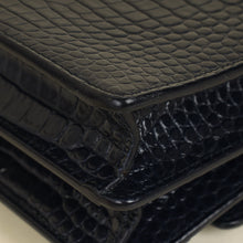 YSL Dark Blue Croco Embossed Sunset Chain Shoulder Bag