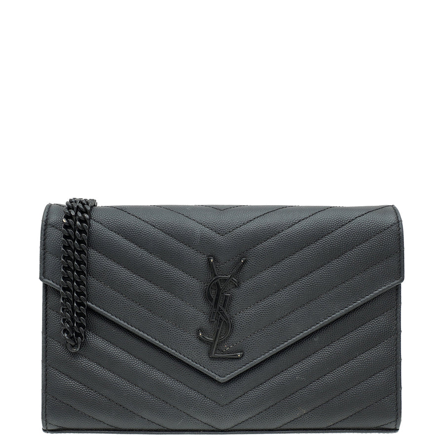 YSL Black Cassandre Classic Wallet On Chain