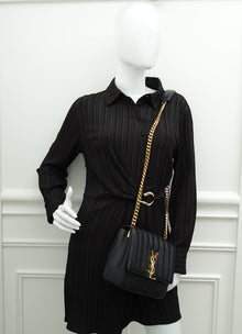 YSL Black Vicky Medium Flap Shoulder Bag