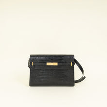 YSL Black Croco Embossed Manhattan Medium Shoulder Bag
