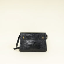 YSL Black Croco Embossed Manhattan Medium Shoulder Bag
