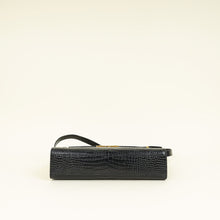 YSL Black Croco Embossed Manhattan Medium Shoulder Bag