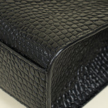 YSL Black Croco Embossed Manhattan Medium Shoulder Bag