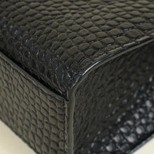 YSL Black Croco Embossed Manhattan Medium Shoulder Bag