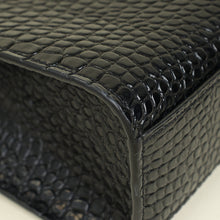 YSL Black Croco Embossed Manhattan Medium Shoulder Bag