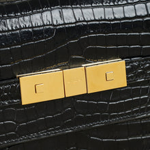 YSL Black Croco Embossed Manhattan Medium Shoulder Bag