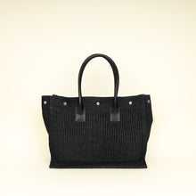 YSL Black Rive Gauche Raffia Small Tote Bag