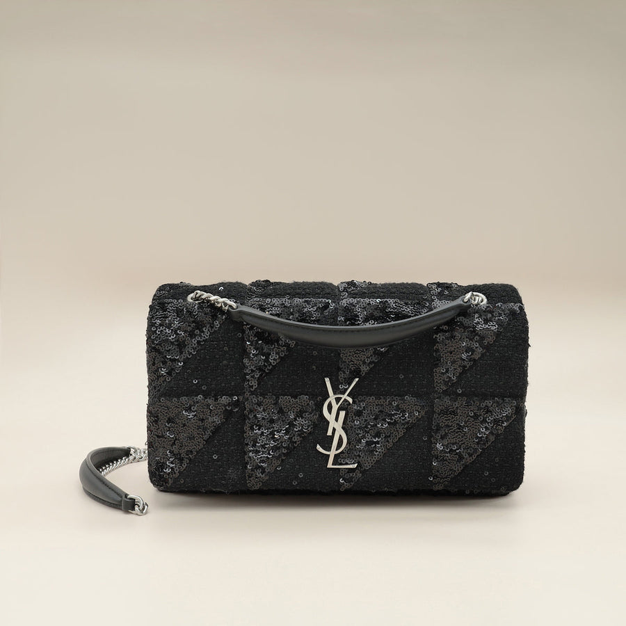 YSL Black Jamie Sequin-Embellished Shoulder Bag