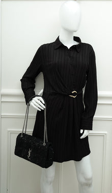 YSL Black Jamie Sequin-Embellished Shoulder Bag