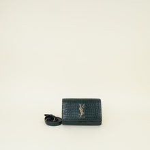 YSL Emerald Green Croco Embossed Kate Belt Bag