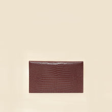 YSL Burgundy Crocodile Embossed Uptown Pouch