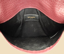 YSL Burgundy Crocodile Embossed Uptown Pouch