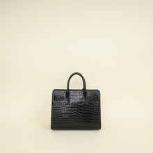 YSL Black Sac De Jour Croco Embossed Nano Bag