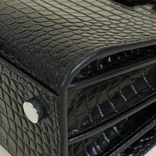 YSL Black Sac De Jour Croco Embossed Nano Bag