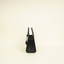 YSL Black Sac De Jour Croco Embossed Nano Bag