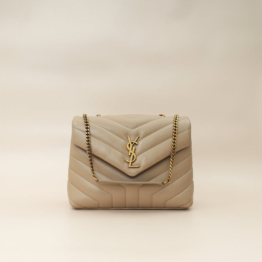 YSL Beige Loulou Small Flap Shoulder Bag