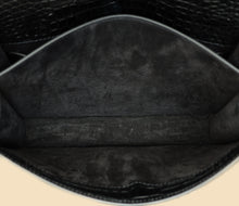 YSL Black Croco Embossed Sunset Medium Bag
