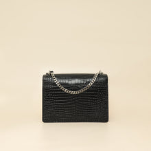 YSL Black Croco Embossed Sunset Medium Bag
