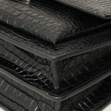 YSL Black Croco Embossed Sunset Medium Bag