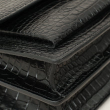 YSL Black Croco Embossed Sunset Medium Bag