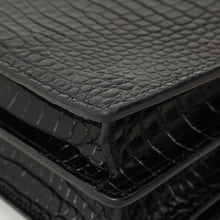 YSL Black Croco Embossed Sunset Medium Bag